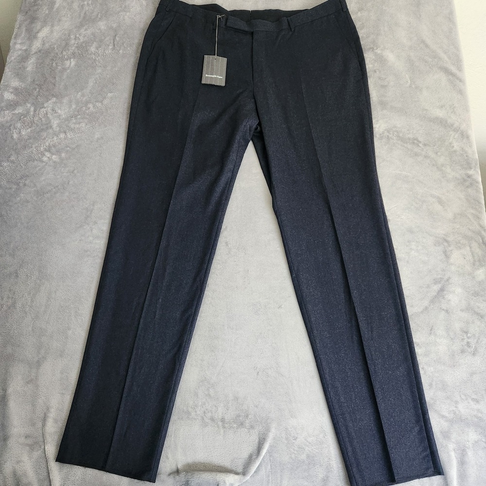 New Ermenegildo Zegna Heather Charcoal Gray 100% Wool Trousers 60R 43 Pants